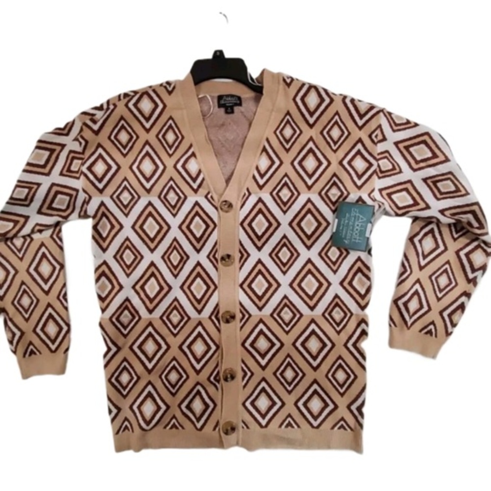 Abbott Elementary Beige and Brown Diamond Cardigan XL